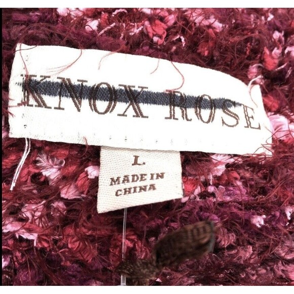 Knox Rose NEW Off Shoulder Eyelash Pullover Sweater Brandy Wine Women's Sz Large - Picture 11 of 12